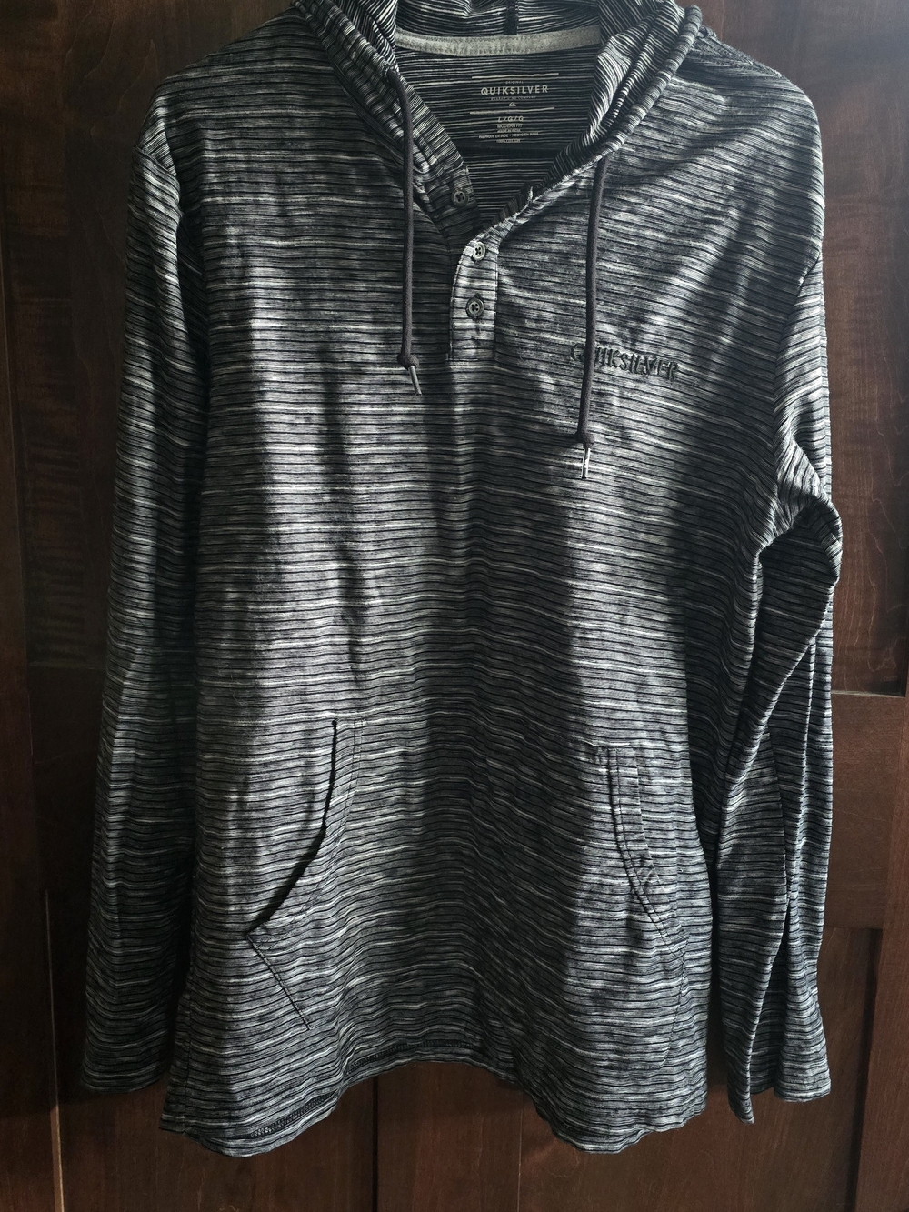 Quiksilver Men’s Gray Striped Hooded Henley